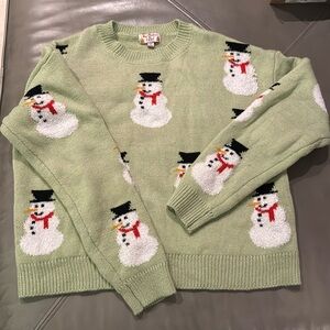 Merry Christmas by Poof Snowman Sweater Small